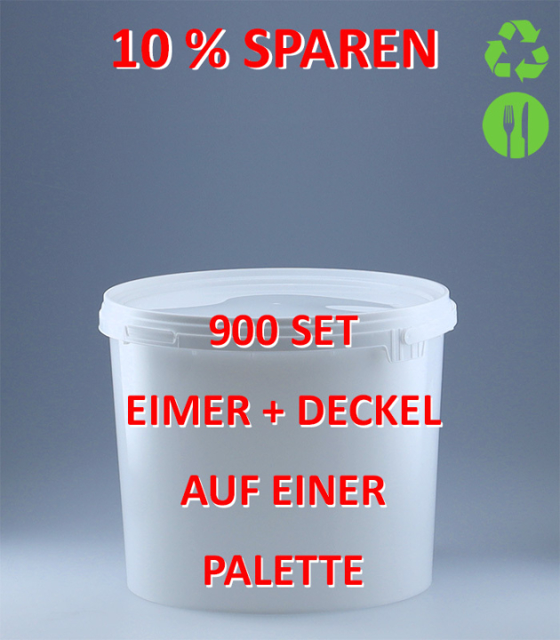 5,5-L EIMER WEISS | INKL. K-BÜGEL UND DECKEL  | 900 Sets