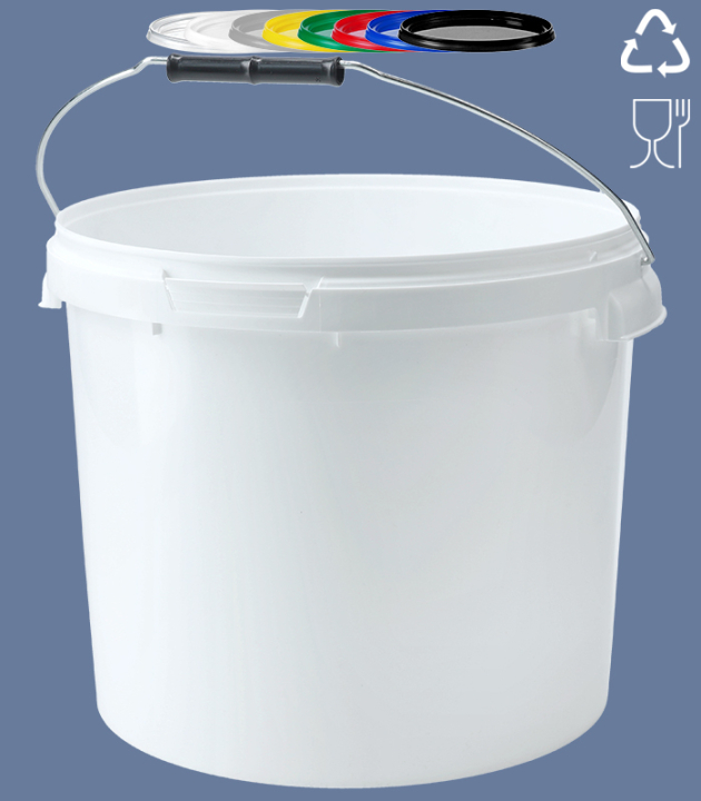 ROUND-BUCKET 18 L / WHITE / METALL HANDLE